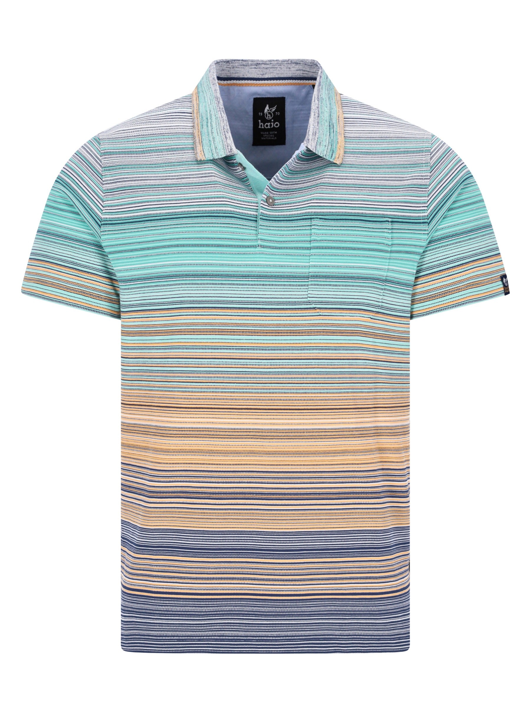 Pikee-Poloshirt Multicolor-Streifen allover: teal-beige-navy Streifen