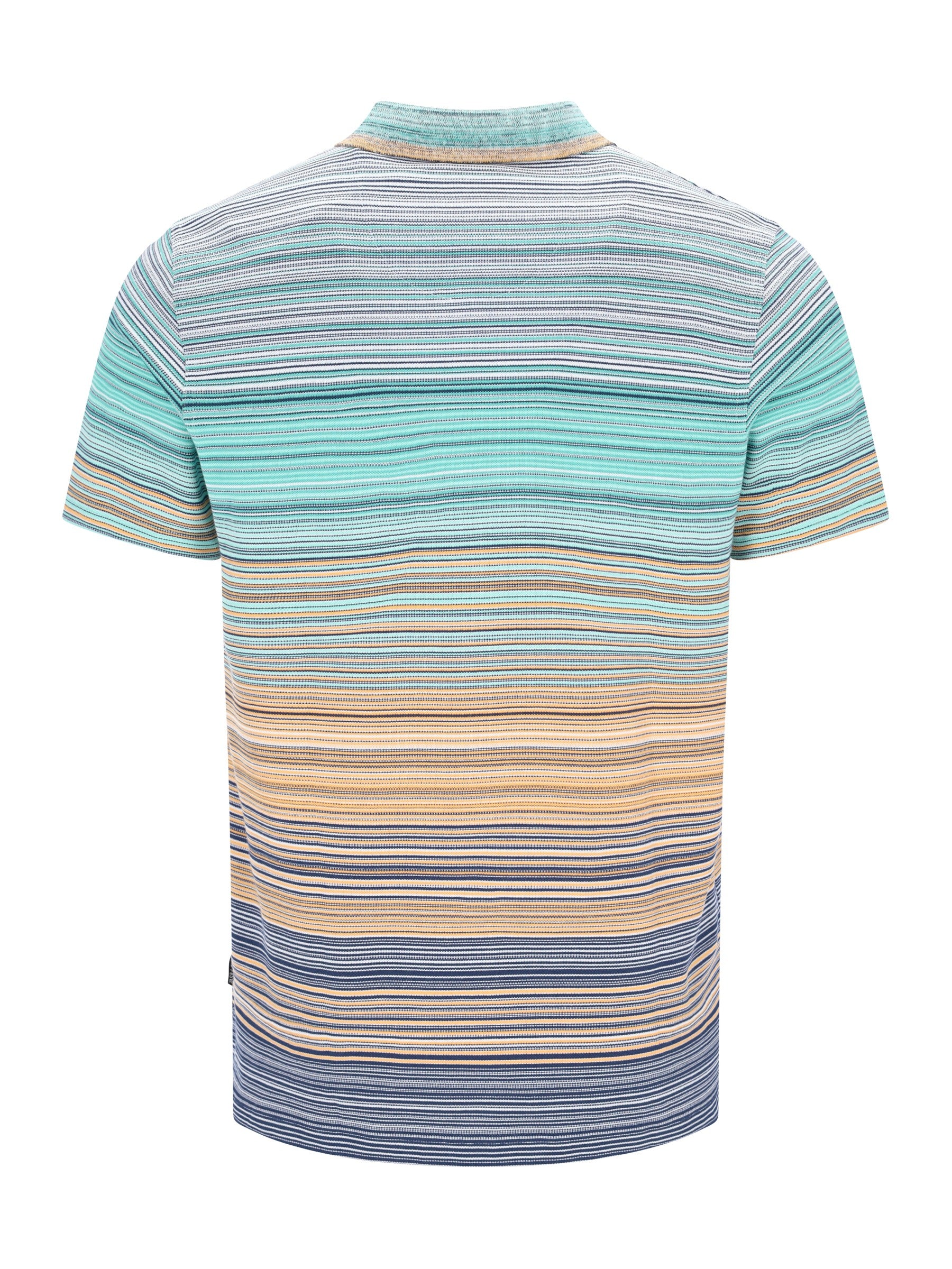 Pikee-Poloshirt Multicolor-Streifen-Allover: Teal-Beige-Navy-Gradient