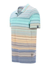 Pikee-Poloshirt Multicolor-Streifen allover: Teal-Beige-Navy Streifen