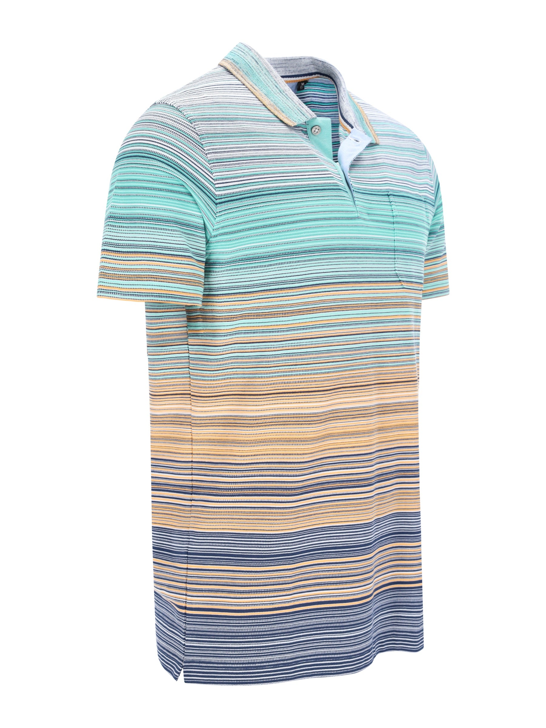 Pikee-Poloshirt Multicolor-Streifen allover: teal-beige-navy Streifen