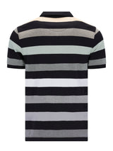 Pikee-Polo garngefärbt Blockringel allover schwarz-grau-weiß