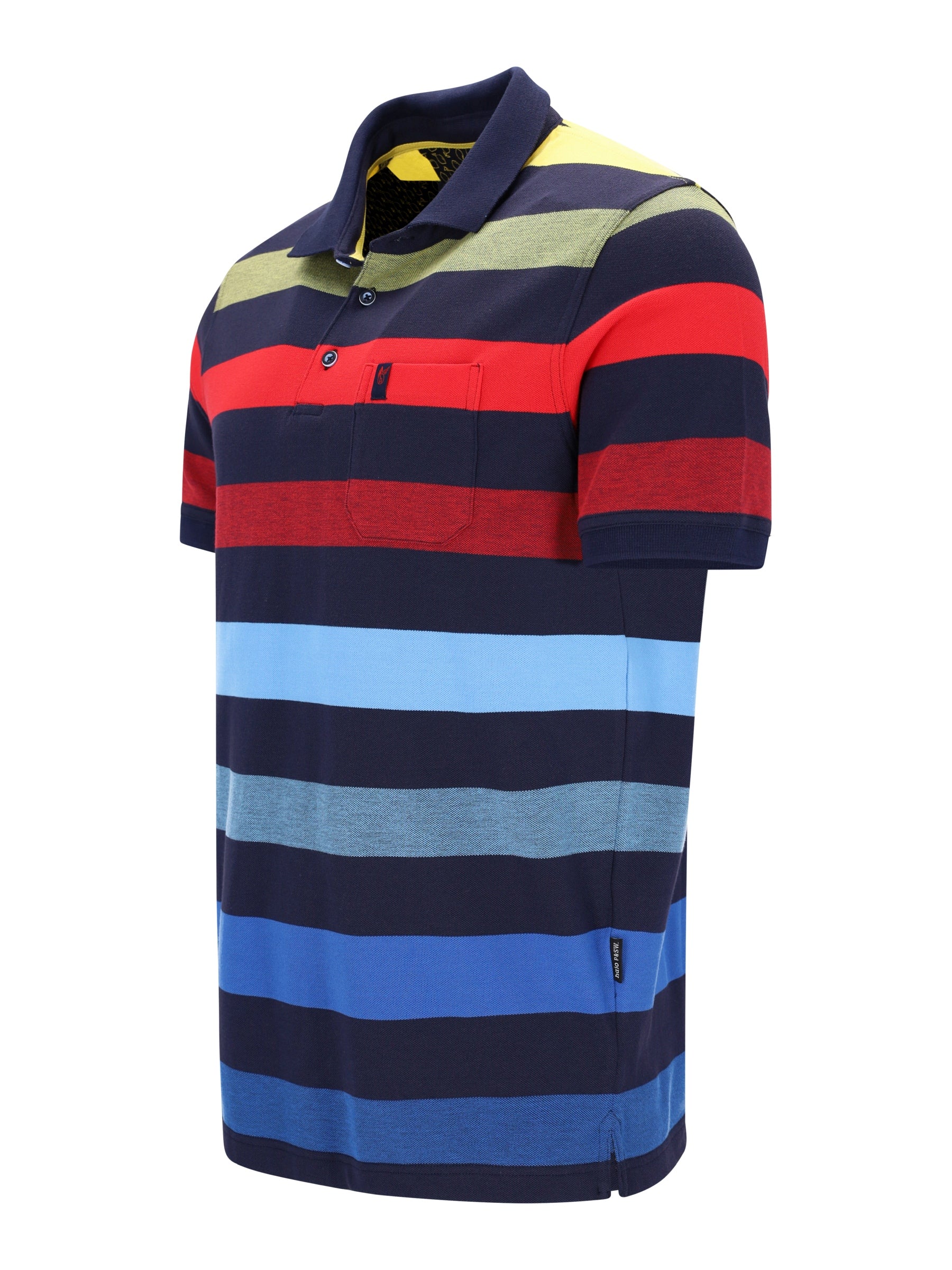 Pikee-Polo garngefärbt Blockringel allover, Stay Fresh, kurzarm gestreift