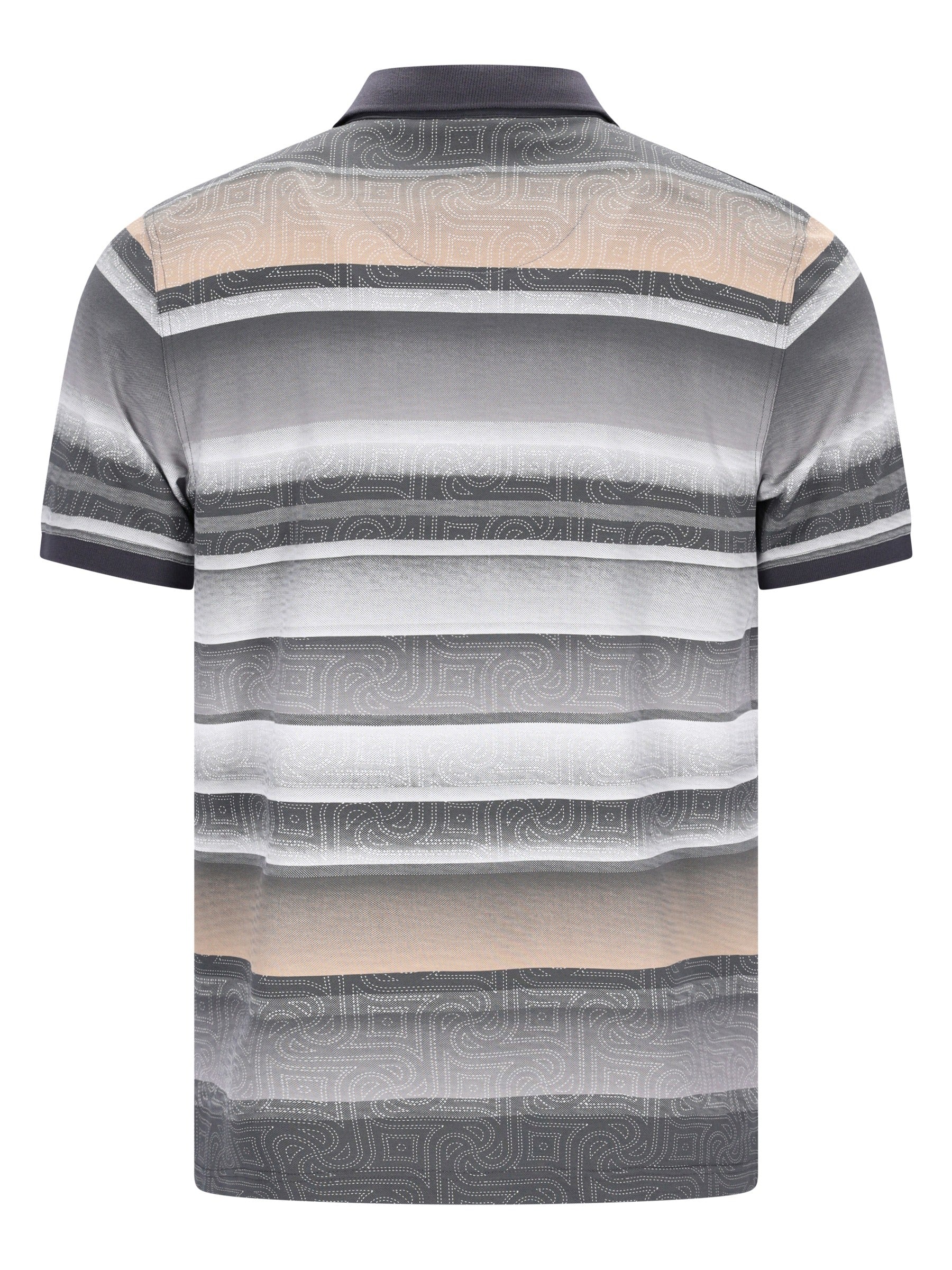 Feinpikee-Poloshirt mit Alloverdruck in Stay-Fresh-Qualität, graue Streifen