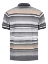 Feinpikee-Poloshirt mit Alloverdruck in Stay-Fresh-Qualität, graue Streifen