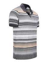 Feinpikee-Poloshirt mit Alloverdruck in stay fresh-Qualität, graue Streifen