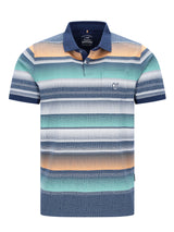 Feinpikee-Poloshirt mit Alloverdruck in Stay-Fresh-Qualität, teal-blau-beige Streifen