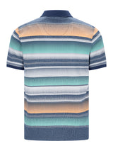 Feinpikee-Poloshirt mit Alloverdruck in Stay-Fresh-Qualität, teal-blau-orange Streifen