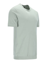 Minimalistisches hellgraues T-Shirt im Blousonstil aus reiner Baumwolle