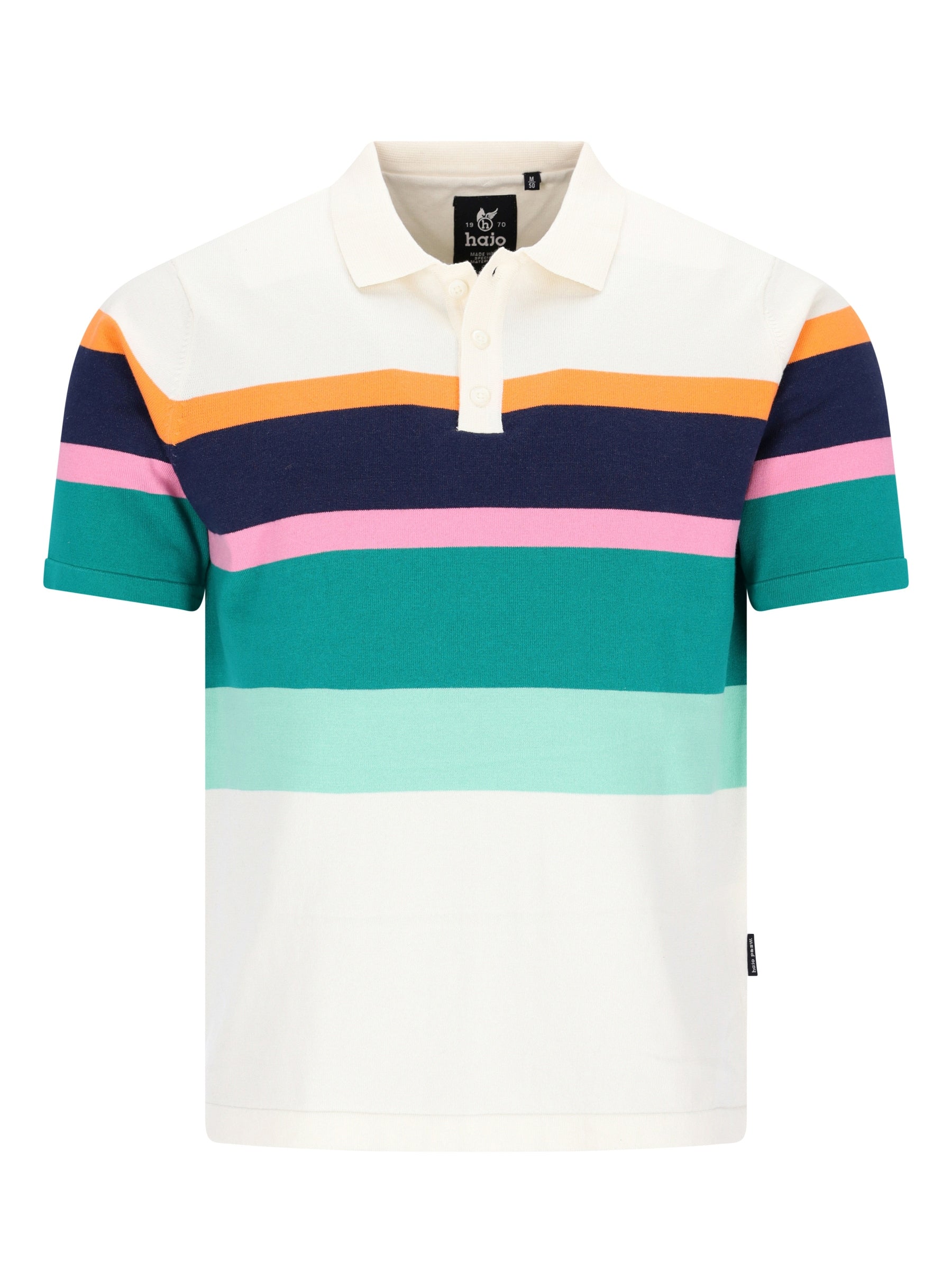 Gestricktes Poloshirt mit platzierten Retrostreifen in Baumwollmischung