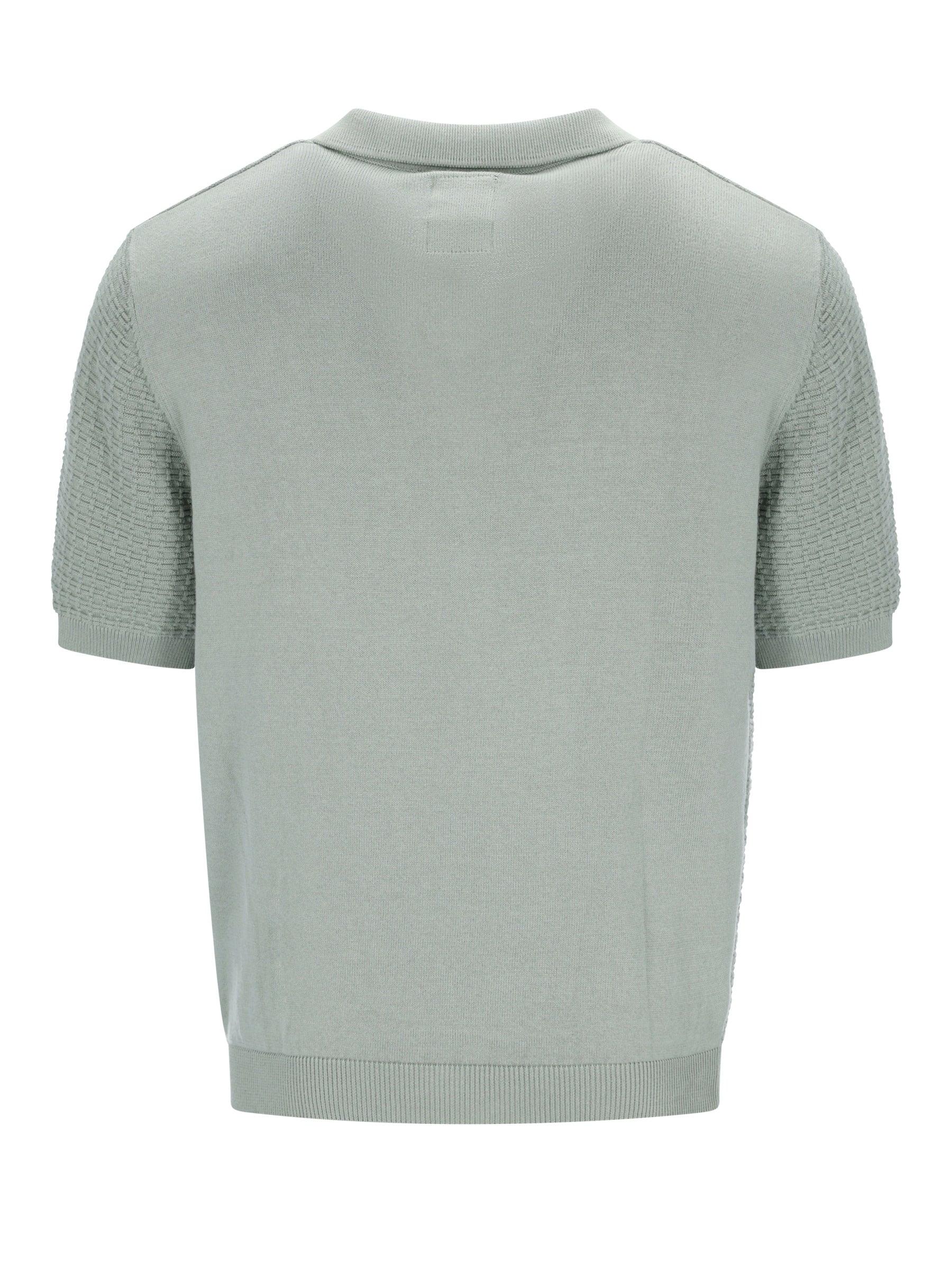 Rückseite des Strick-Poloshirts mit Skipperkragen in Blousonoptik, hellgrün