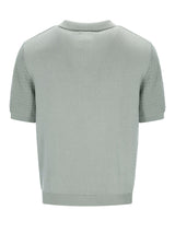 Rückseite des Strick-Poloshirts mit Skipperkragen in Blousonoptik, hellgrün