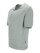 Strick-Polo mit Skipperkragen in Blousonoptik, hellgrau, Waffelstruktur