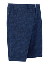 Elastische Bermudashort allover bedruckt in dunkelblau mit navy Blumenmuster