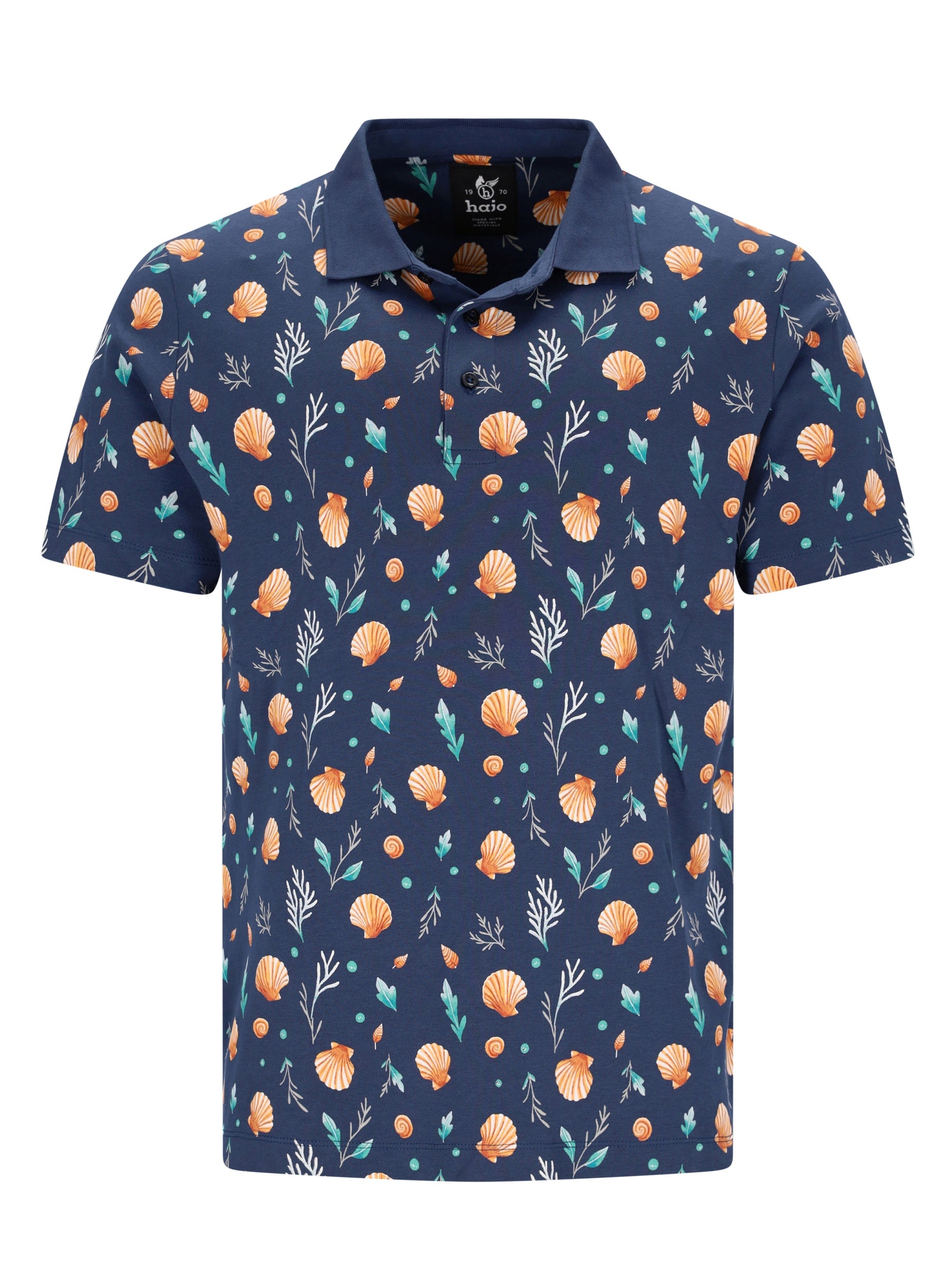 Marine Poloshirt aus 100% Baumwolle mit Muschel-Muster