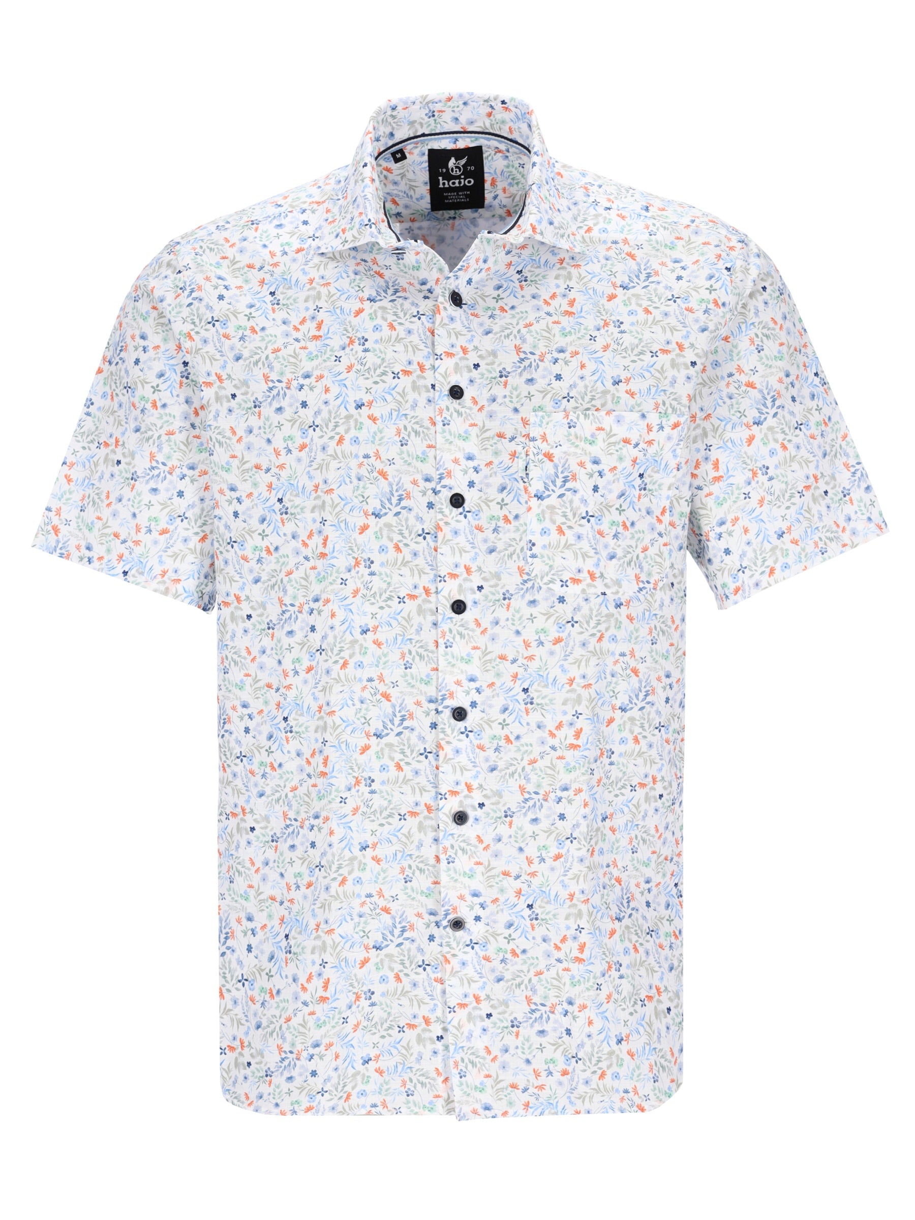 allover bedrucktes Hemd mit Kentkragen in reiner Baumwolle