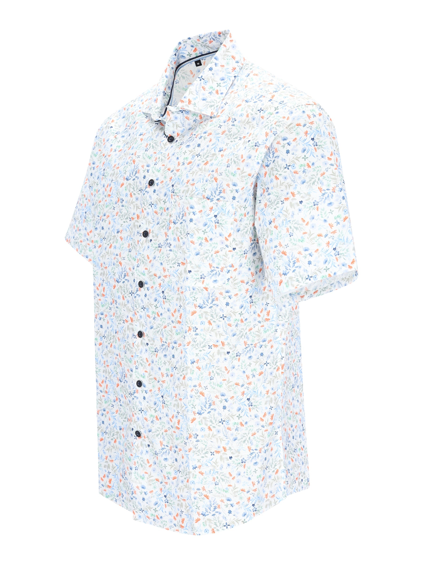 allover bedrucktes Hemd mit Kentkragen in reiner Baumwolle
