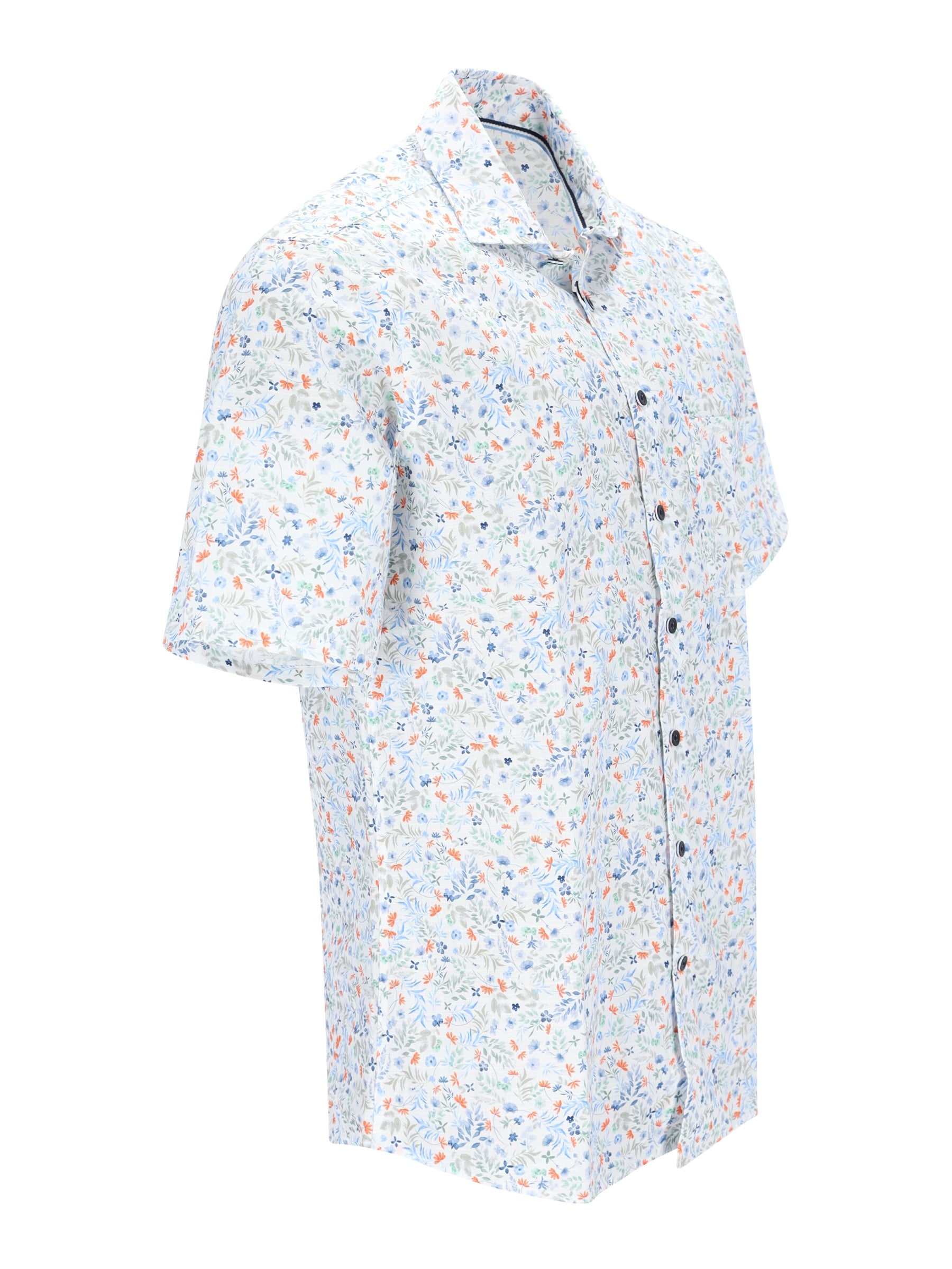 allover bedrucktes Hemd mit Kentkragen in reiner Baumwolle