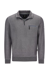 Sweatshirt in Zweiton-Längsstruktur mit Troyerkragen
