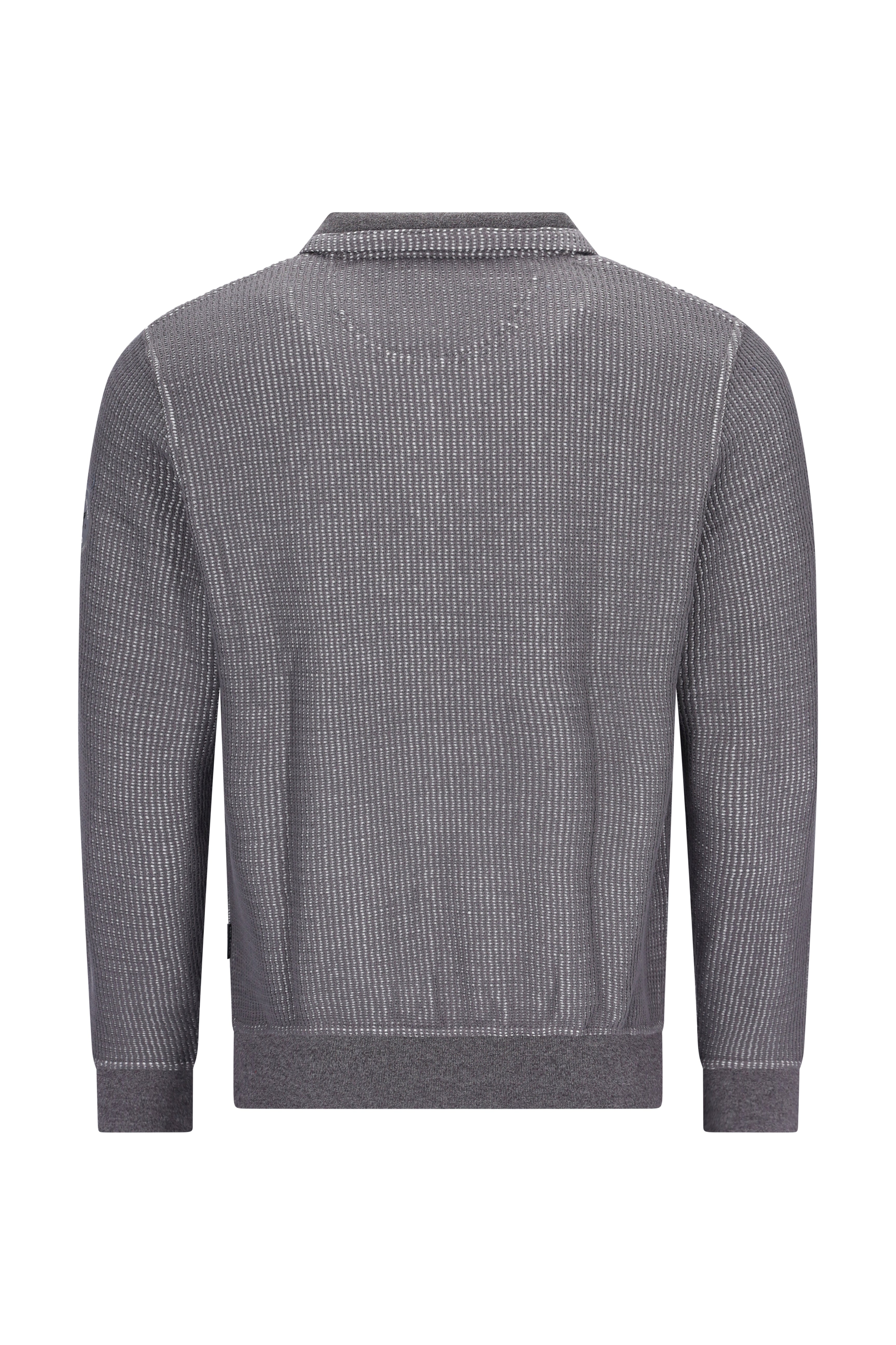 Sweatshirt in Zweiton-Längsstruktur mit Troyerkragen