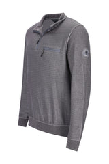 Sweatshirt in Zweiton-Längsstruktur mit Troyerkragen