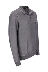Sweatshirt in Zweiton-Längsstruktur mit Troyerkragen