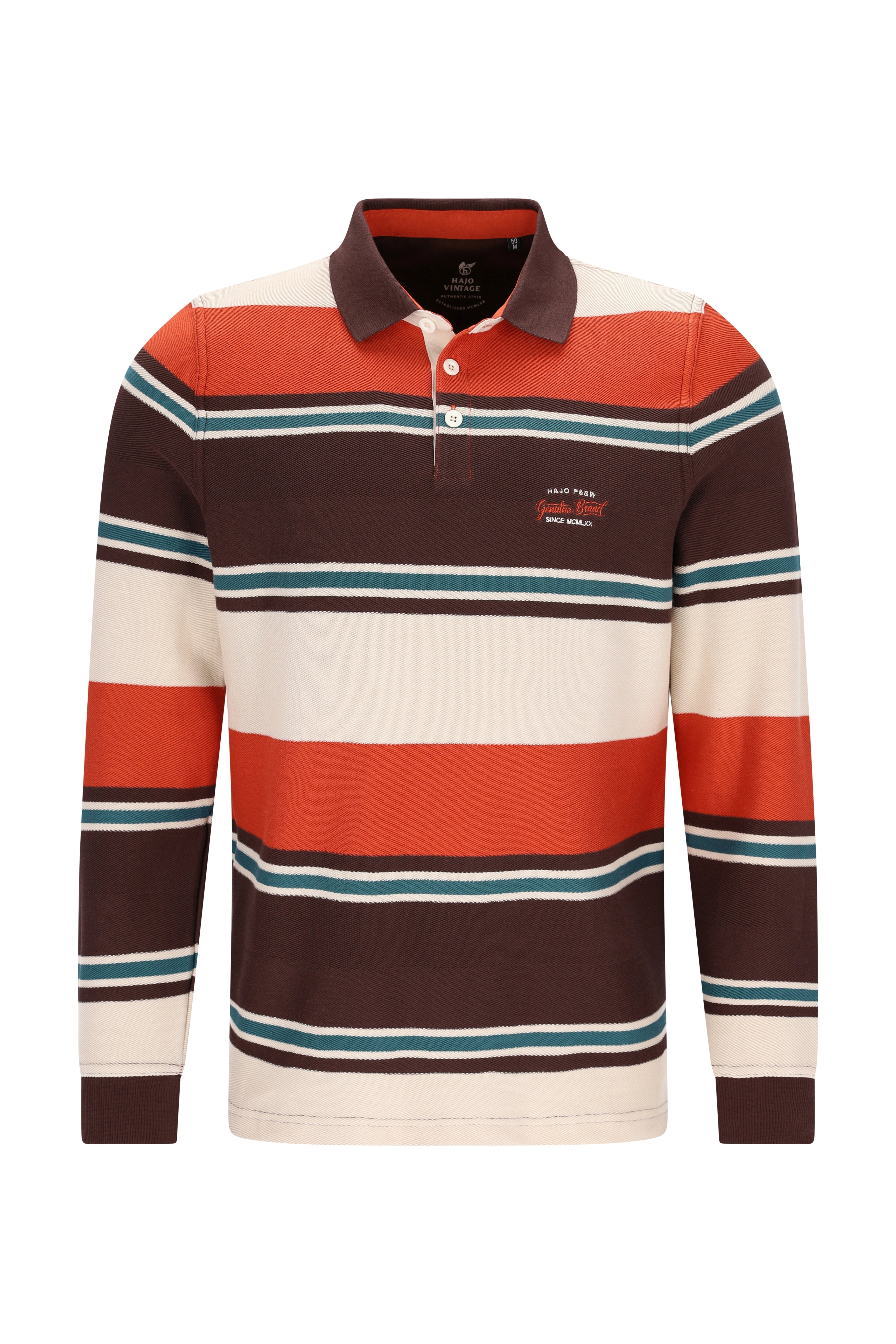 Rugbyshirt in Herringbone-Optik (stay fresh) und garngefärbtem Steifenverlauf