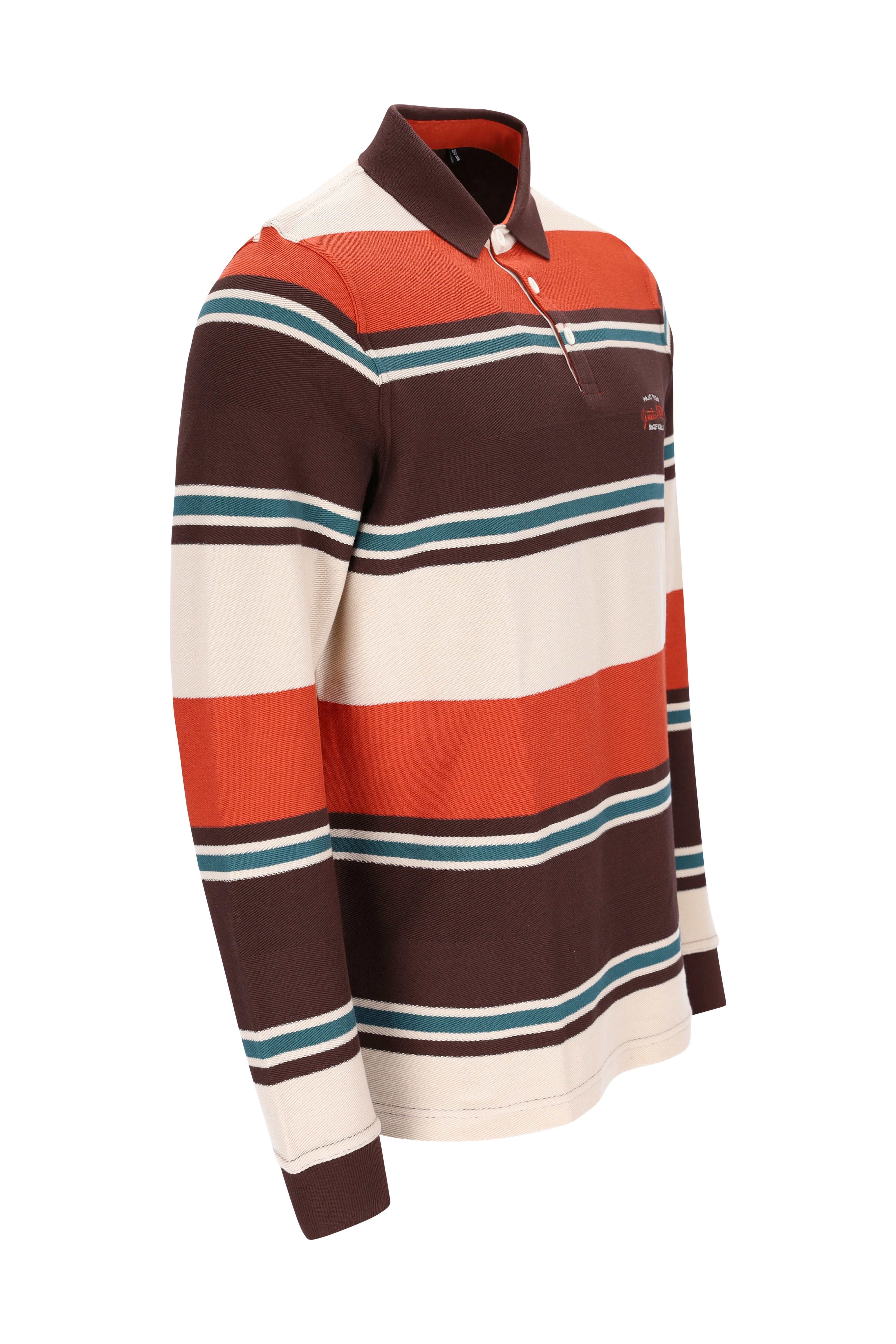 Rugbyshirt in Herringbone-Optik (stay fresh) und garngefärbtem Steifenverlauf