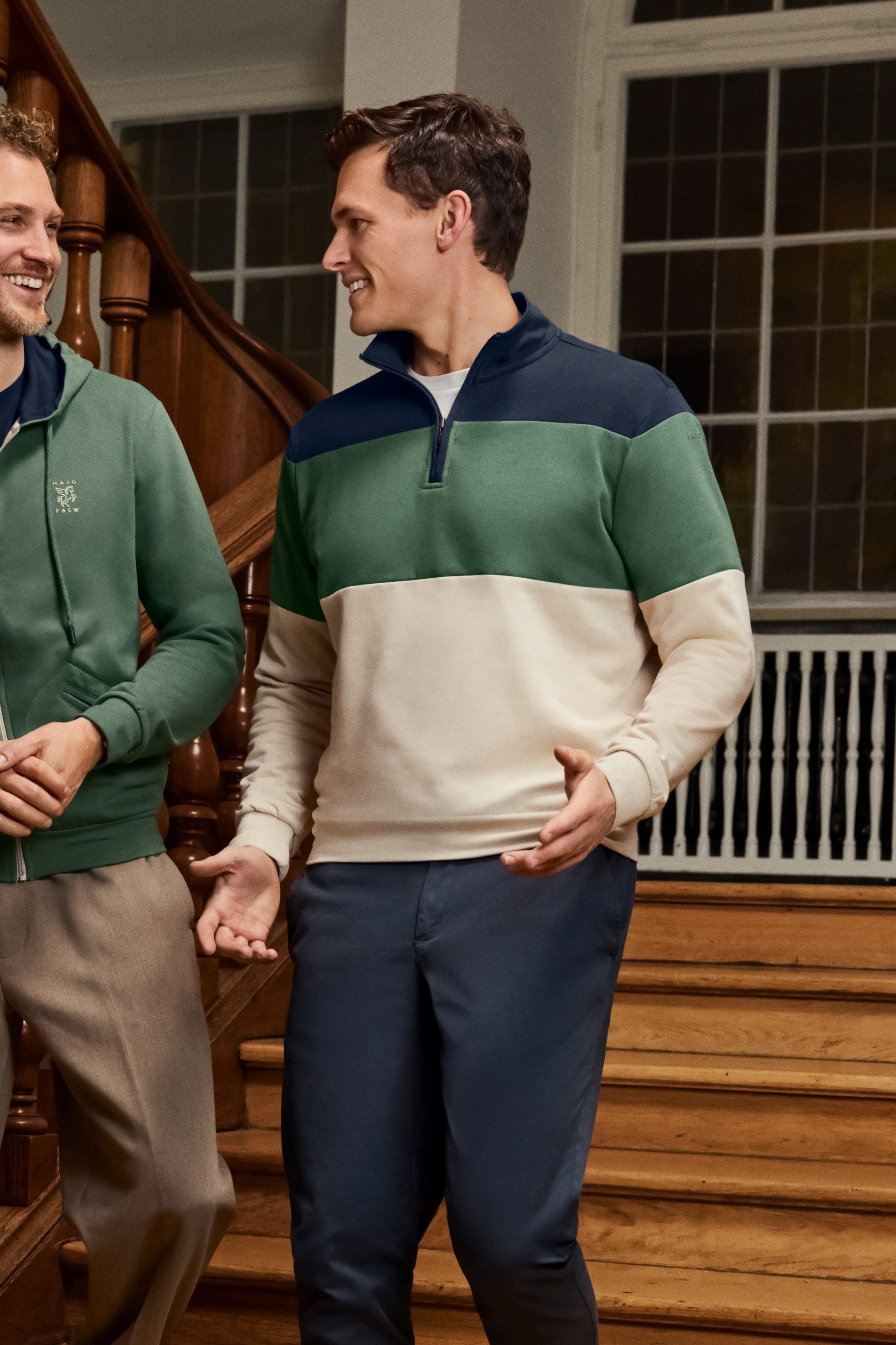 Blockstreifensweatshirt "French Terry" mit Stehkragen und Reißverschluss