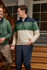 Blockstreifensweatshirt "French Terry" mit Stehkragen und Reißverschluss