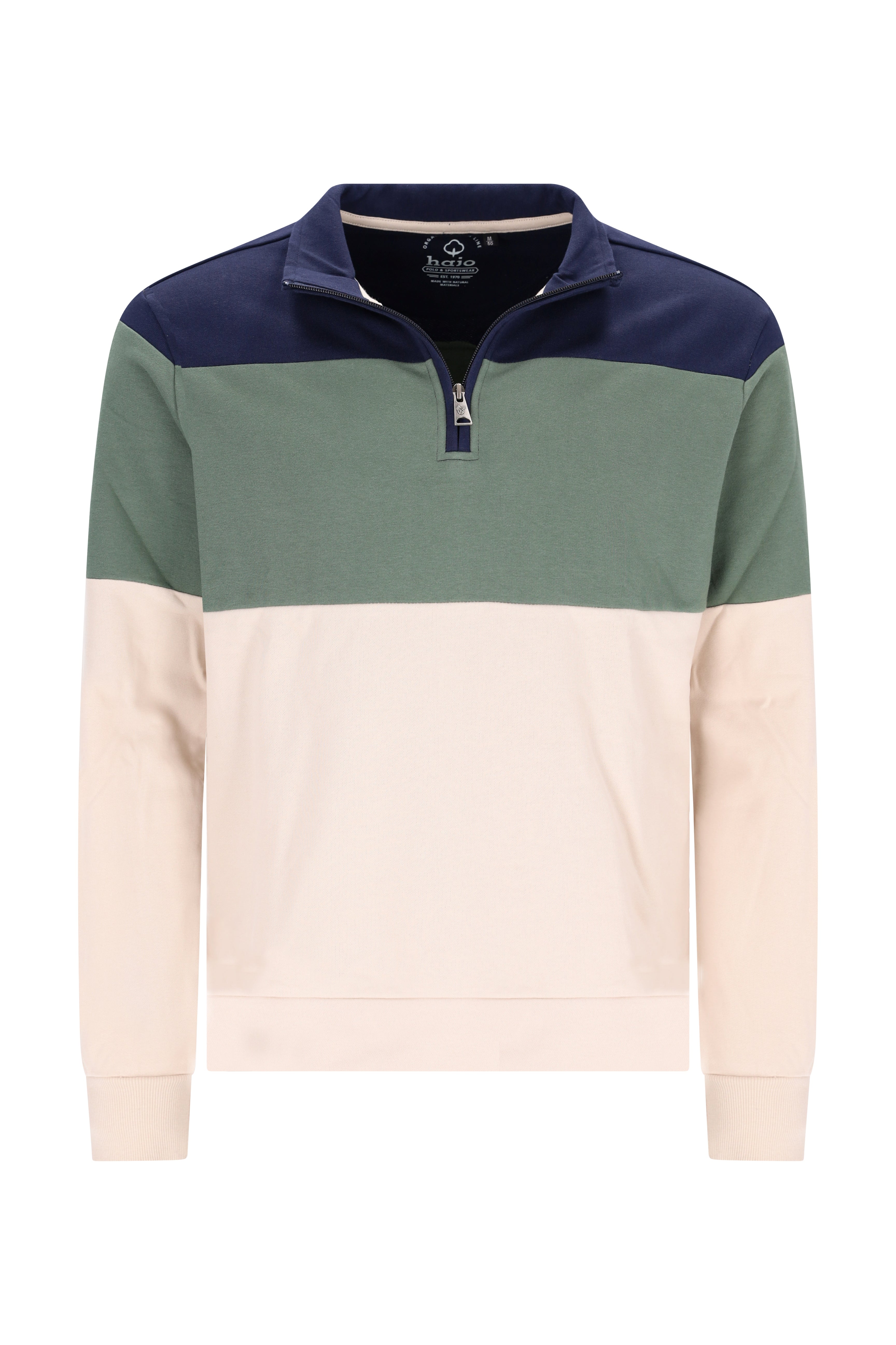 Blockstreifensweatshirt "French Terry" mit Stehkragen und Reißverschluss
