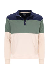 Blockstreifensweatshirt "French Terry" mit Stehkragen und Reißverschluss
