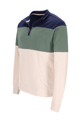 Blockstreifensweatshirt "French Terry" mit Stehkragen und Reißverschluss