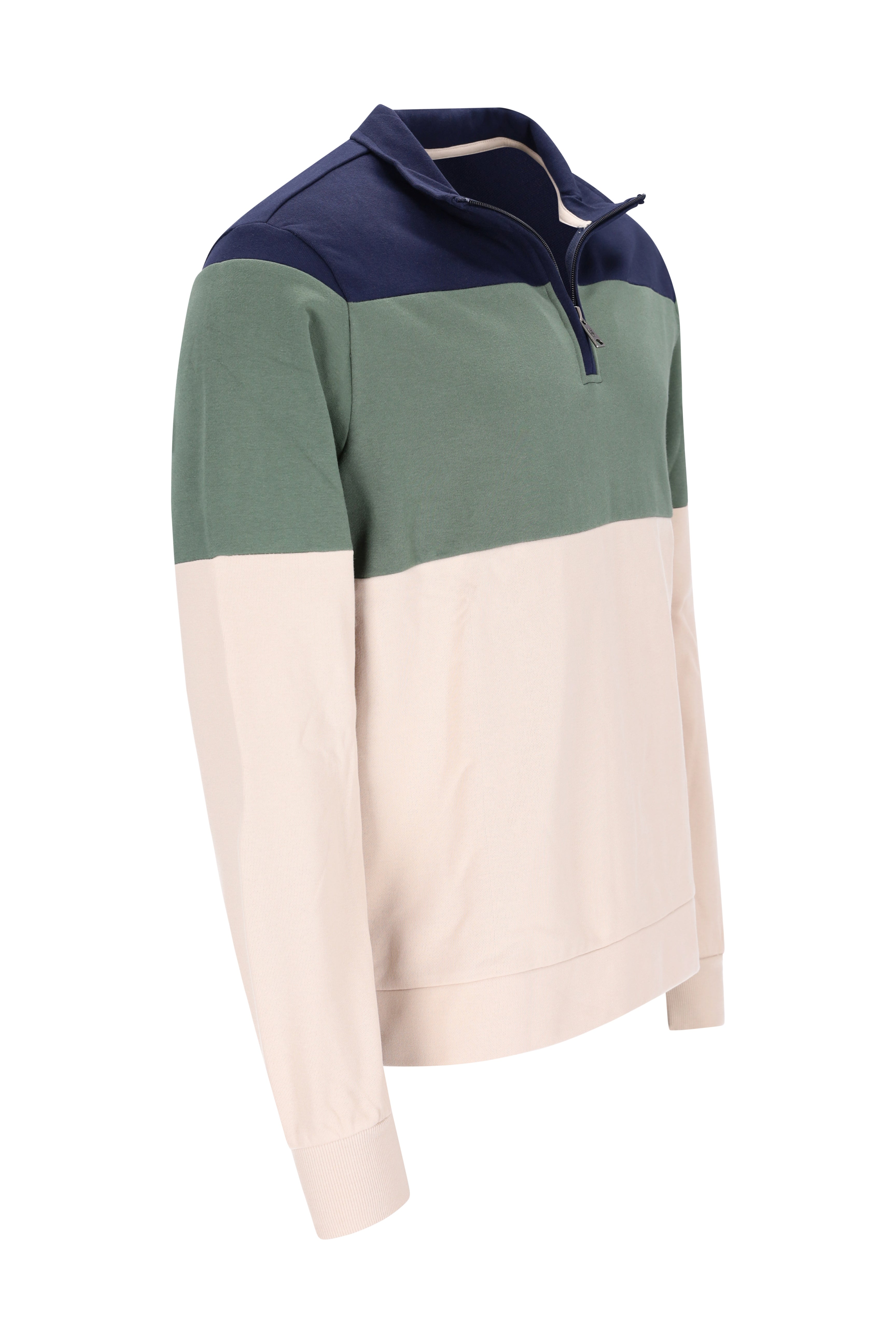 Blockstreifensweatshirt "French Terry" mit Stehkragen und Reißverschluss