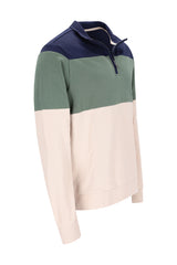 Blockstreifensweatshirt "French Terry" mit Stehkragen und Reißverschluss