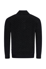Stehkragenpullover in Chenille mit Rautenjacquard allover