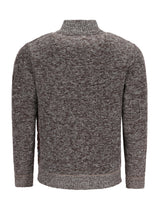 Texturierte charcoal graue strickjacke mit nyloneinsätzen vorne und einem gerippten rollkragen und bündchen