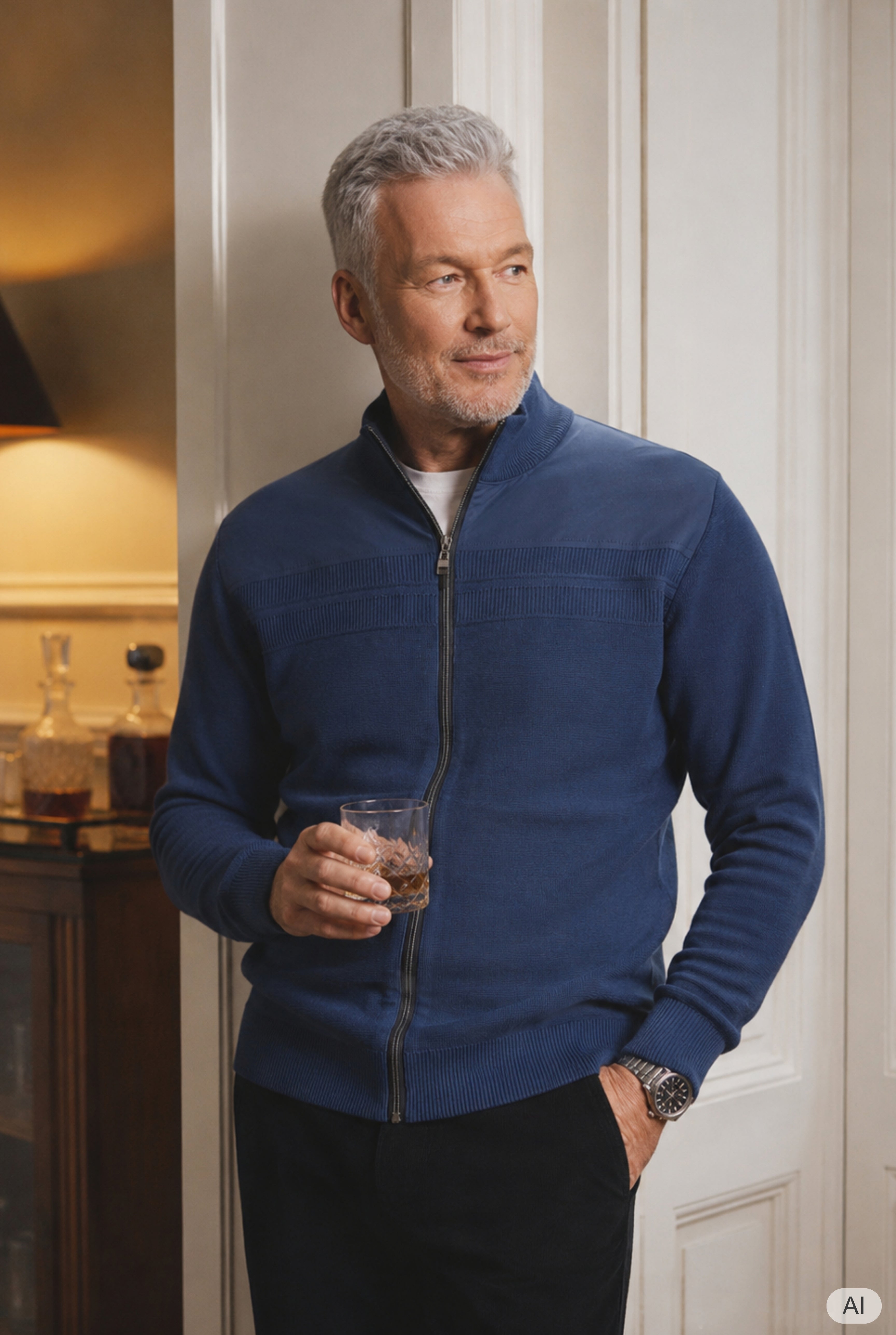 Strickjacke in Struktur- und Materialmix mit seitlichen Eingriffstaschen
