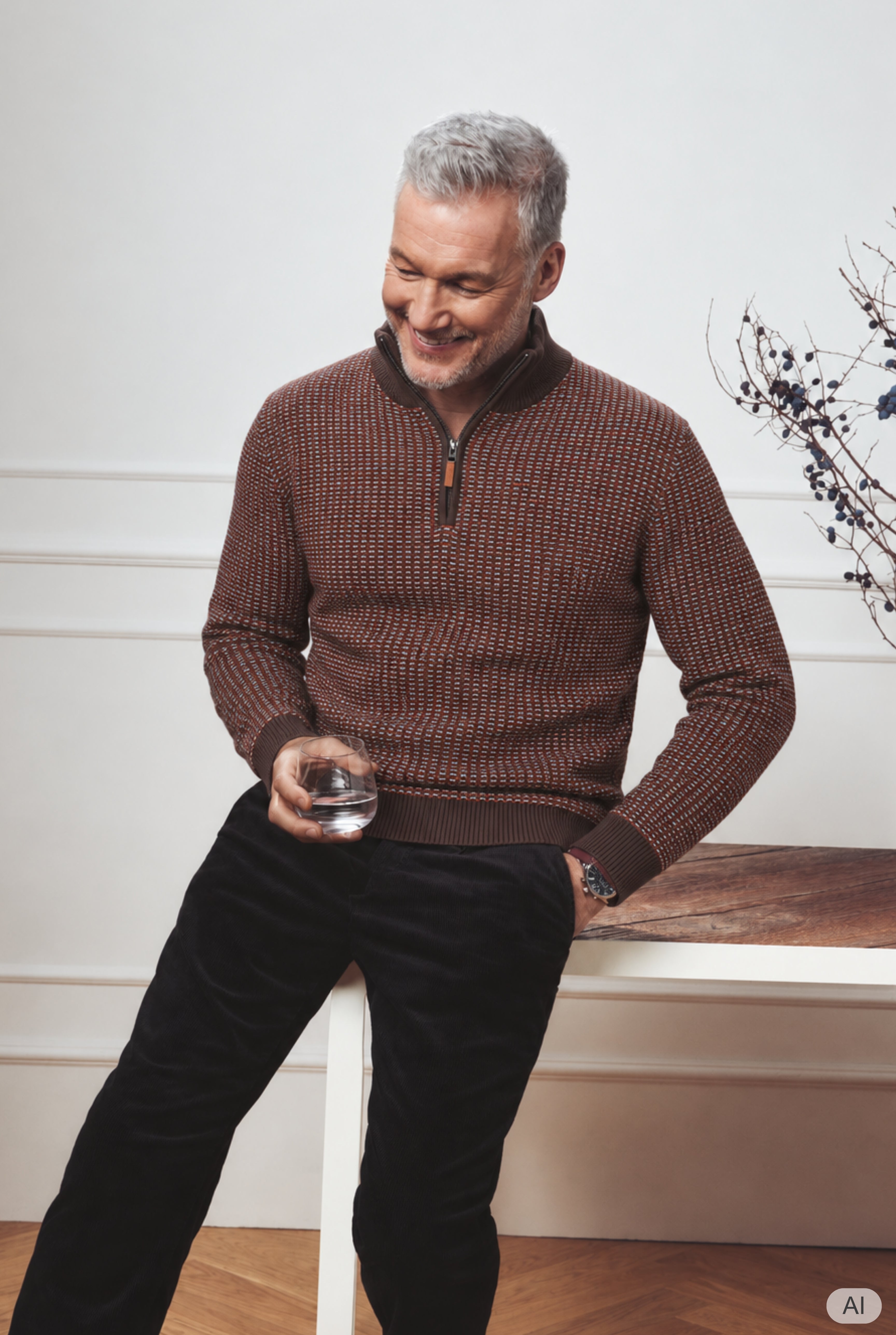 Troyer-Pullover in Dreiton-Jacquard allover