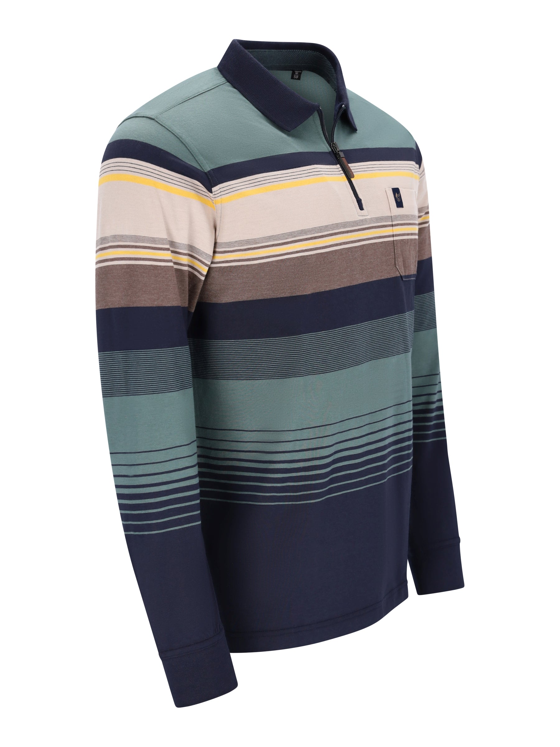 Poloshirt in garngefärbtem Ringelstreifendessin mit navy kragen und stay fresh qualität für herren