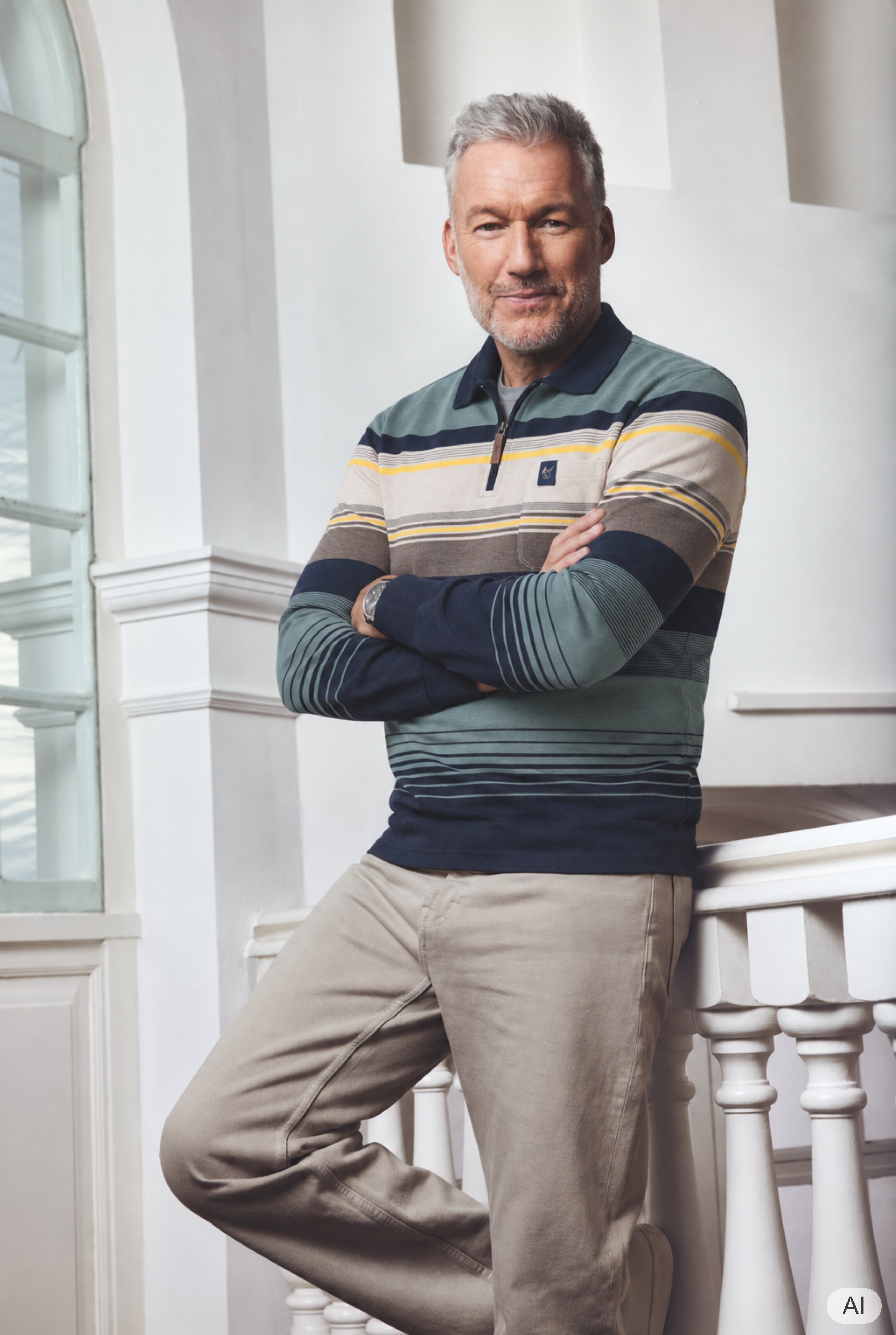 Poloshirt in garngefärbtem Ringel- / Streifendessin allover - stay fresh-Qualität