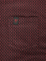 Schwarz-rotes jacquardpoloshirt mit flachstrickkragen und reißverschluss aus gewebtem stoff mit markenstickerei