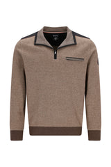 Sweatshirt mit Troyerkragen und Fischgratjacquard allover - stay fresh