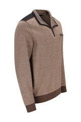 Sweatshirt mit Troyerkragen und Fischgratjacquard allover - stay fresh