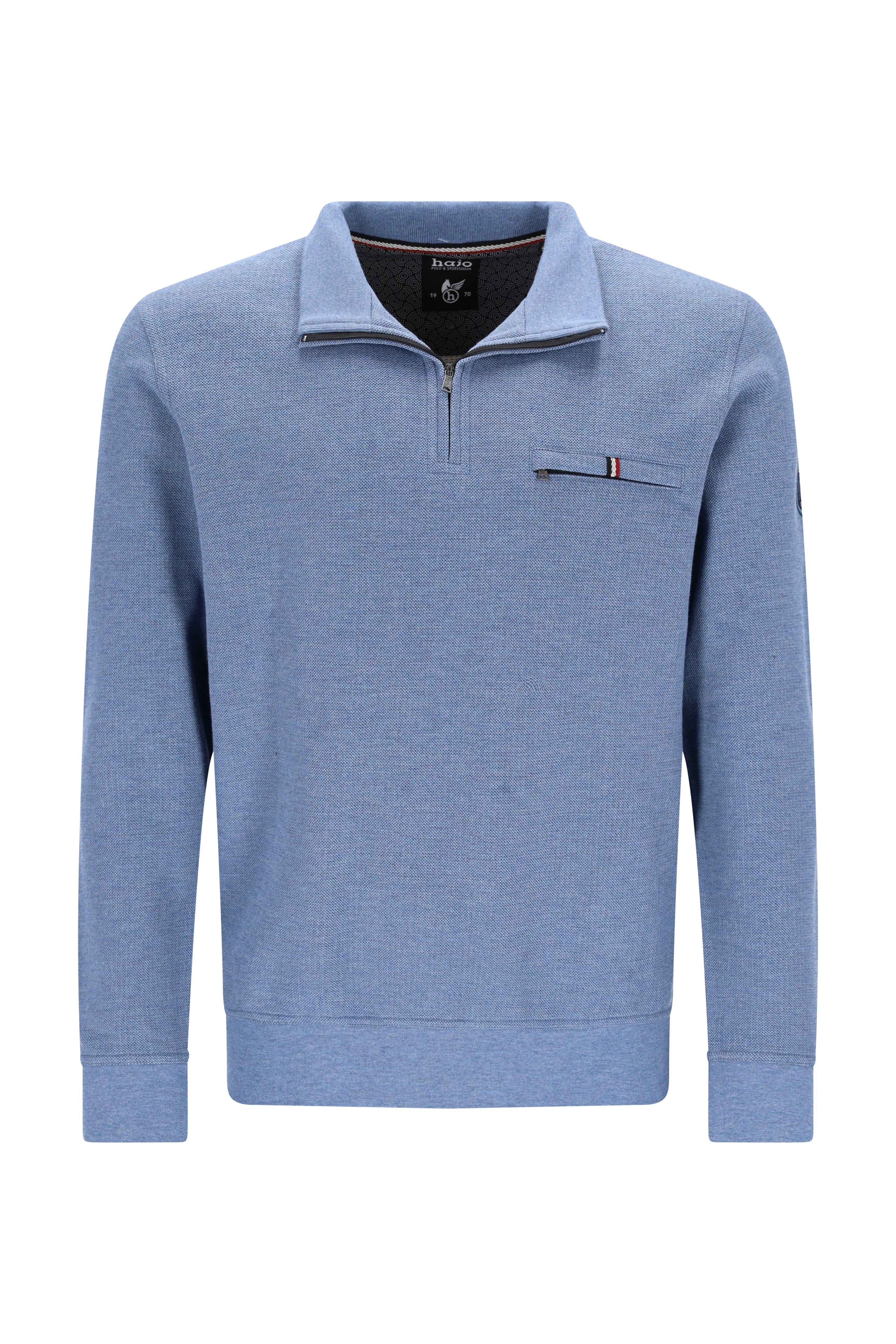 Pikee-Sweatshirt in Zweiton mit Troyerkragen und verdecktem Zip - stay fresh