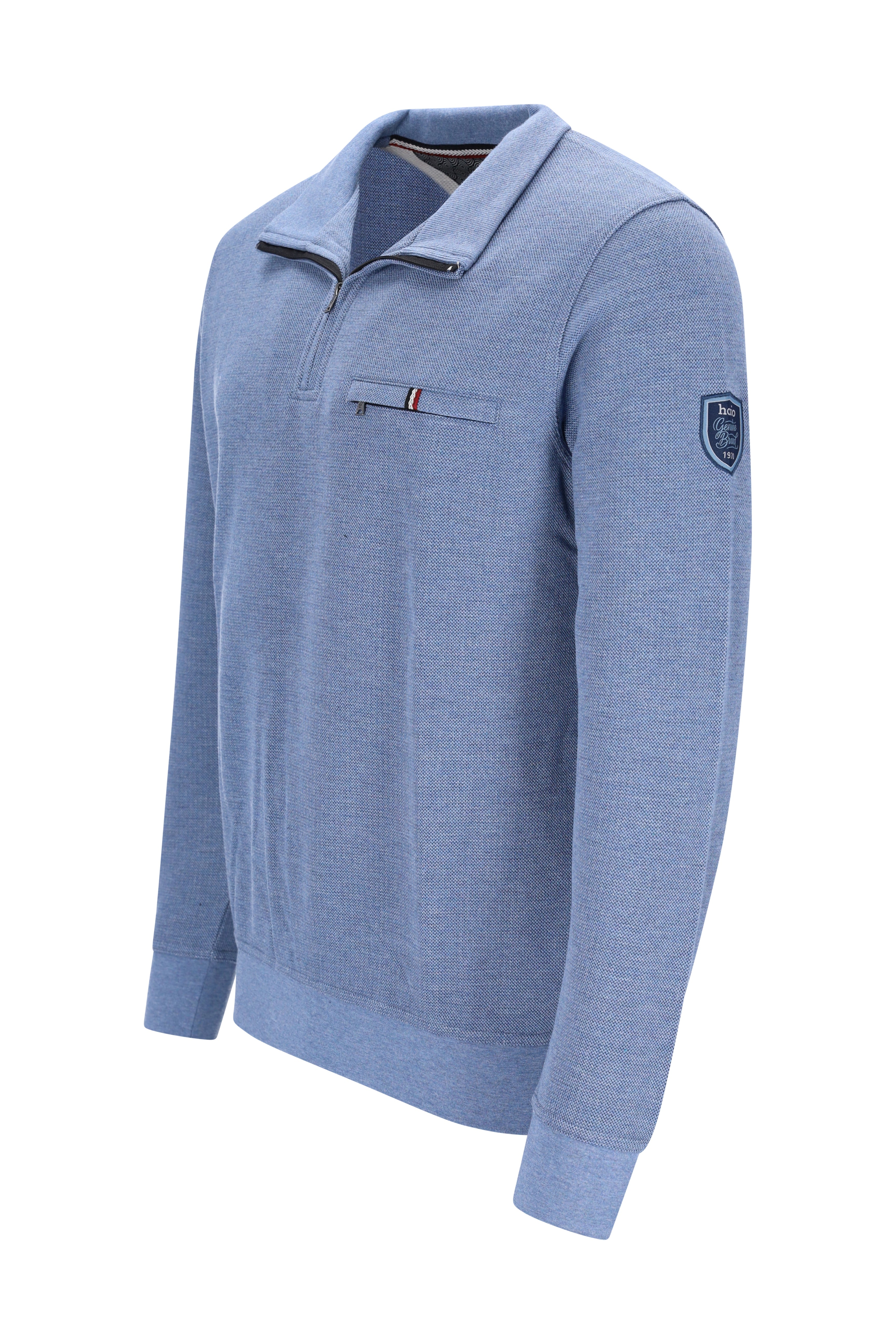 Pikee-Sweatshirt in Zweiton mit Troyerkragen und verdecktem Zip - stay fresh