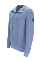 Pikee-Sweatshirt in Zweiton mit Troyerkragen und verdecktem Zip - stay fresh