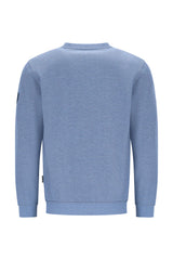 Lichtblaues texturiertes pikee-sweatshirt mit rundhals, gerippten bündchen und saum für einen frischen look