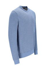 Leichten blau texturierten pikee-sweatshirt mit rundhals und gerippten bündchen und saum in zweiton
