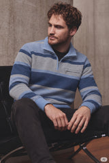 Pikee-Sweatshirt in Zweiton mit Troyerkragen
