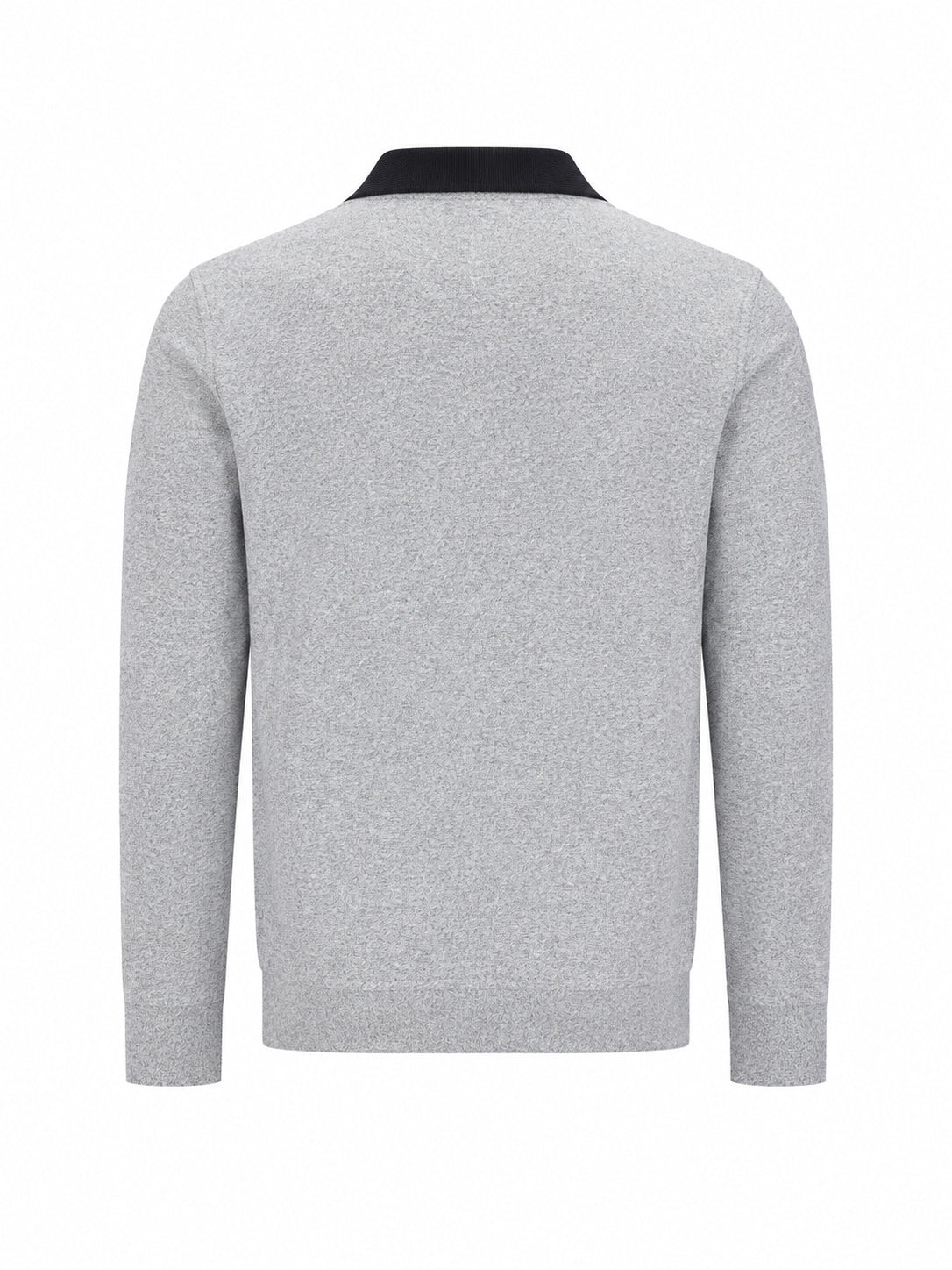 Mouline-Sweatshirt mit kontrastigem Troyerkragen und strukturierten Schulterbesätzen